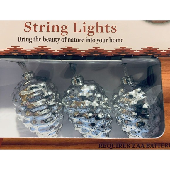 Pine Cone String Lights Christmas Mantle Camper Lodge Farmhouse 6 Battery Oper - Picture 4 of 9